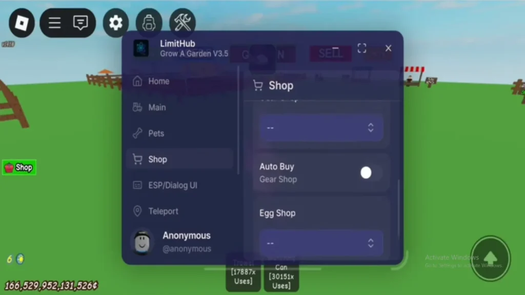 LimitHub Script Grow a Garden Shop