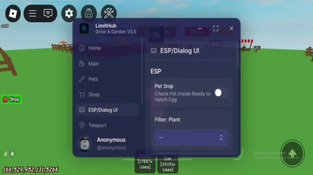 LimitHub Script Grow a Garden UI